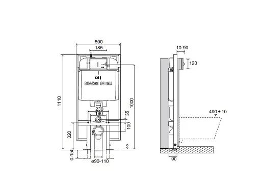 Система инсталляции для унитазов OLI 74 plus S90 601803 (механическая)